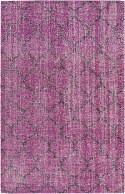 Fuchsia Hand Knotted 100% Wool Modern Rectangle Handmade rug, Indoor use only, no fringe, non-washable.