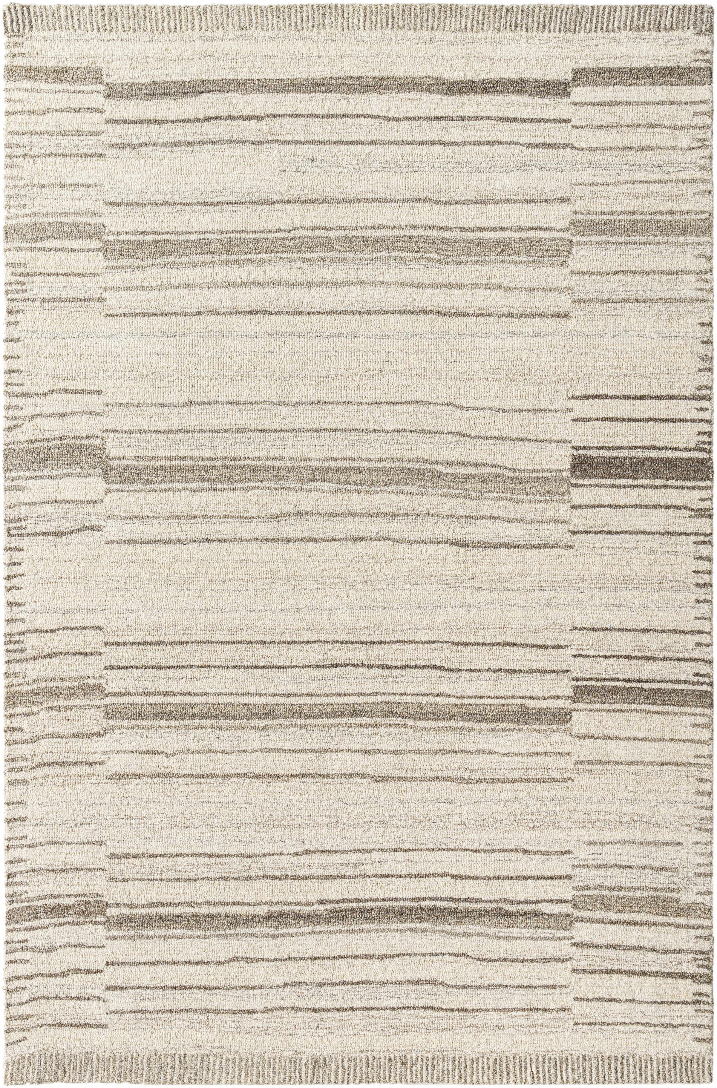 Cream Hand Tufted 100% Wool Modern Rectangle Handmade rug, Indoor use only, no fringe, non-washable.