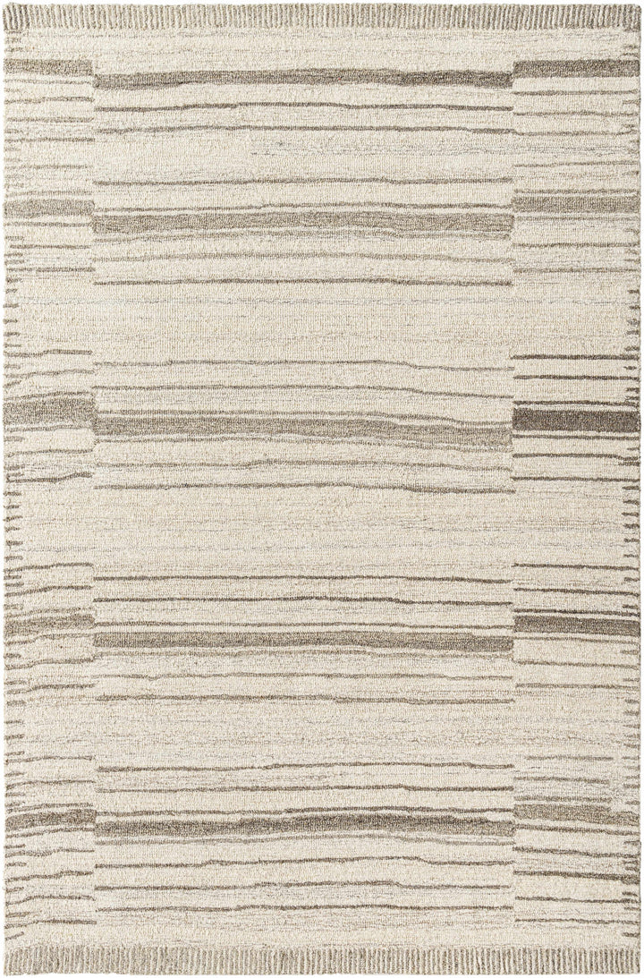 Cream Hand Tufted 100% Wool Modern Rectangle Handmade rug, Indoor use only, no fringe, non-washable.