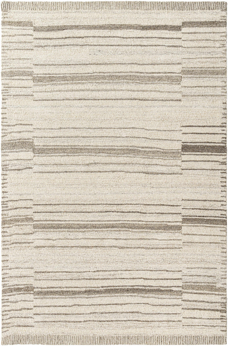 Cream Hand Tufted 100% Wool Modern Rectangle Handmade rug, Indoor use only, no fringe, non-washable.