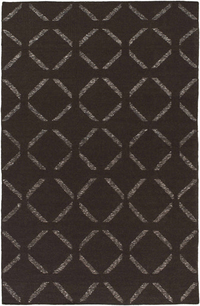 Dark Brown Hand Woven 50% Wool, 30% Viscose, 20% Cotton Modern Rectangle Handmade rug, Indoor use only, no fringe, non-washable. runner also available