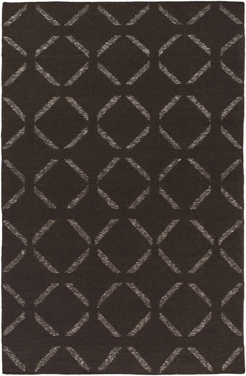 Dark Brown Hand Woven 50% Wool, 30% Viscose, 20% Cotton Modern Rectangle Handmade rug, Indoor use only, no fringe, non-washable. runner also available