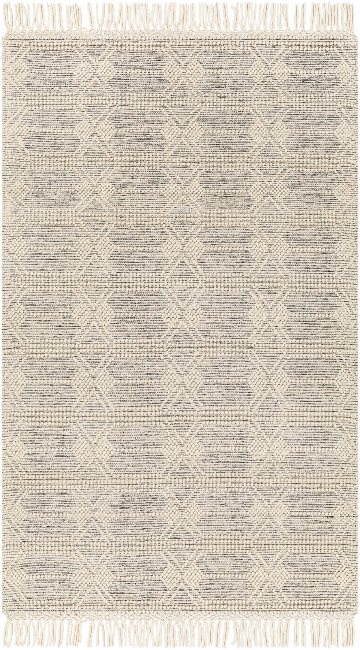 Ivory Hand Woven 60% Wool, 40% Polyester Cottage Rectangle Handmade rug, Indoor use only, has fringe, non-washable. round, runner also available