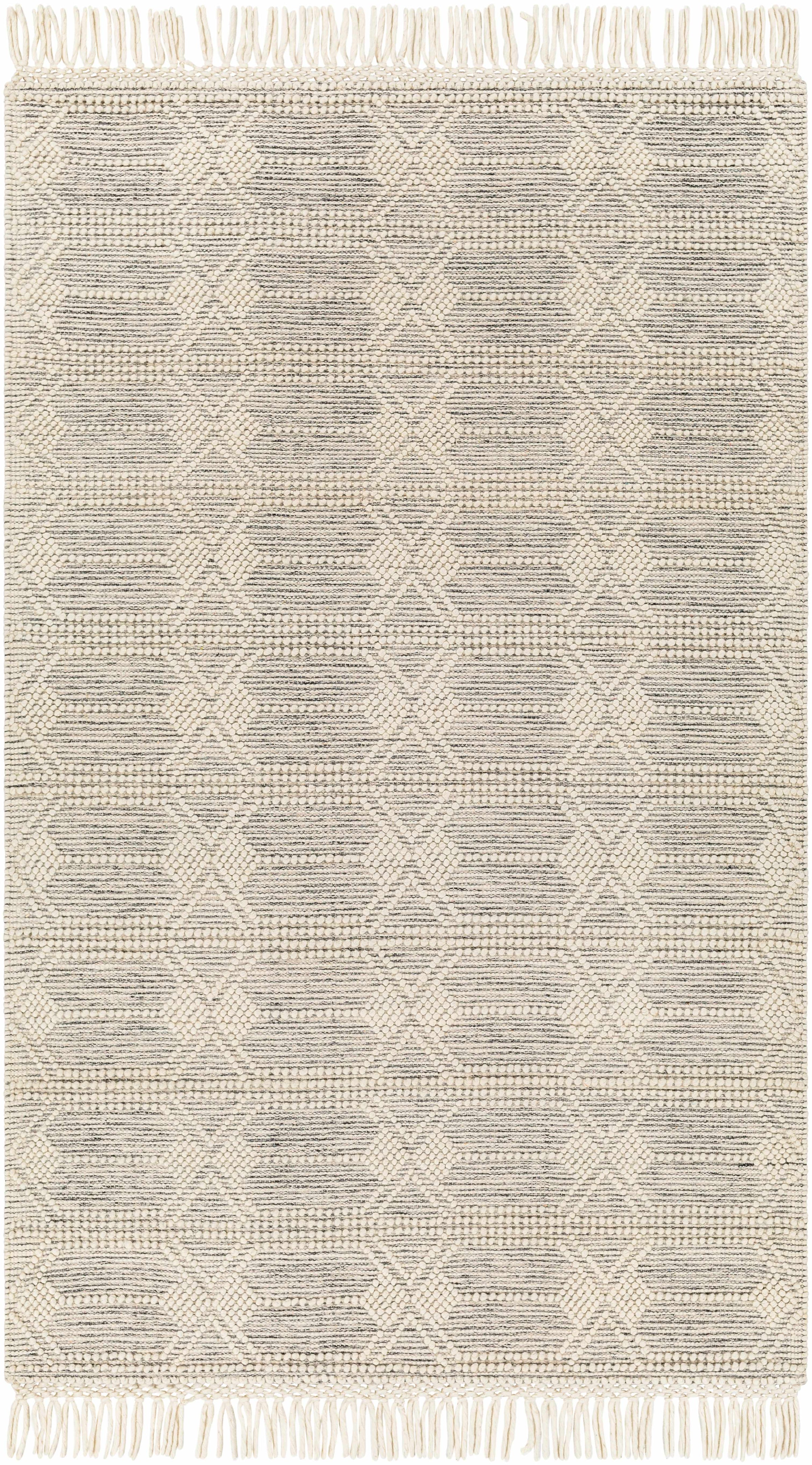 Ivory Hand Woven 60% Wool, 40% Polyester Cottage Rectangle Handmade rug, Indoor use only, has fringe, non-washable. round, runner also available