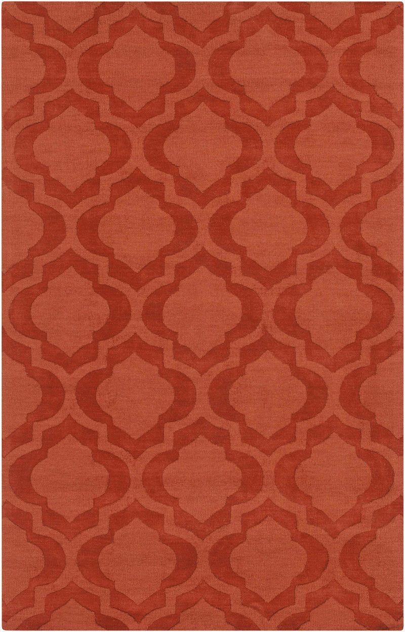 Rust Hand Loomed 100% Wool Modern Rectangle Handmade rug, Indoor use only, no fringe, non-washable. round, runner also available