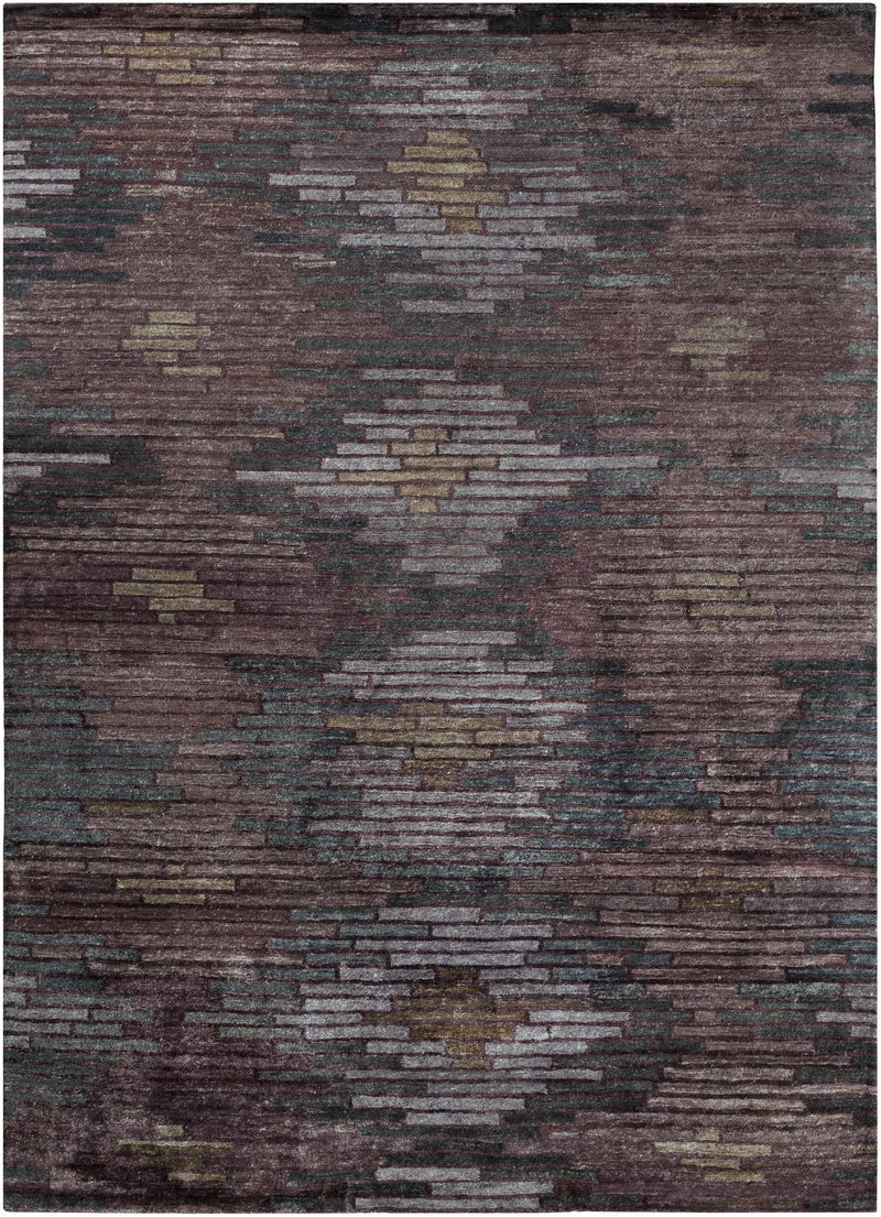Plum Hand Knotted 100% Viscose Modern Rectangle Handmade rug, Indoor use only, no fringe, non-washable. runner also available