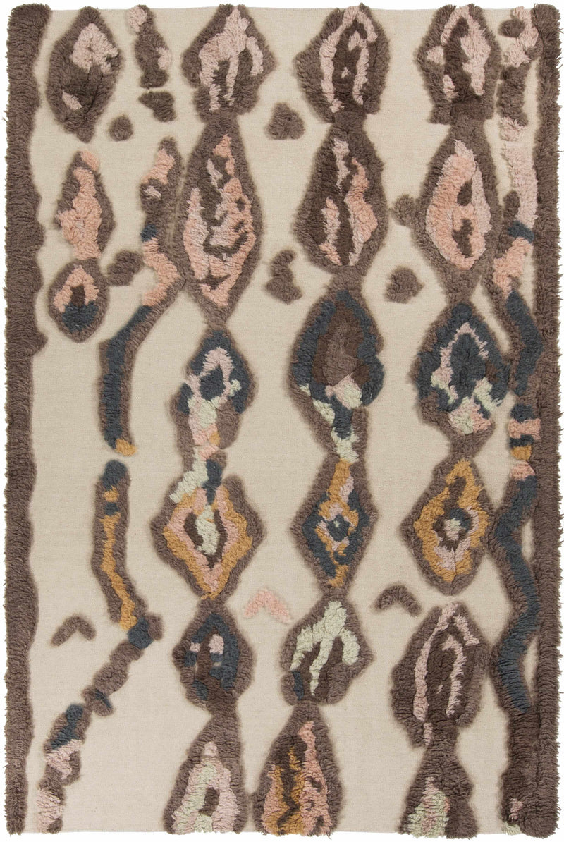Beige Hand Woven 100% Wool Modern Rectangle Handmade rug, Indoor use only, no fringe, non-washable. runner also available
