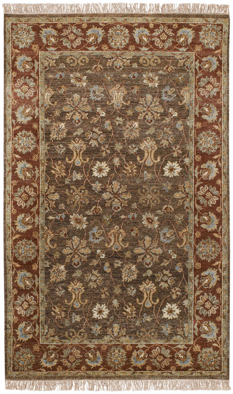 Dark Brown Hand Knotted 100% NZ Wool Traditional Rectangle Handmade rug, Indoor use only, no fringe, non-washable.