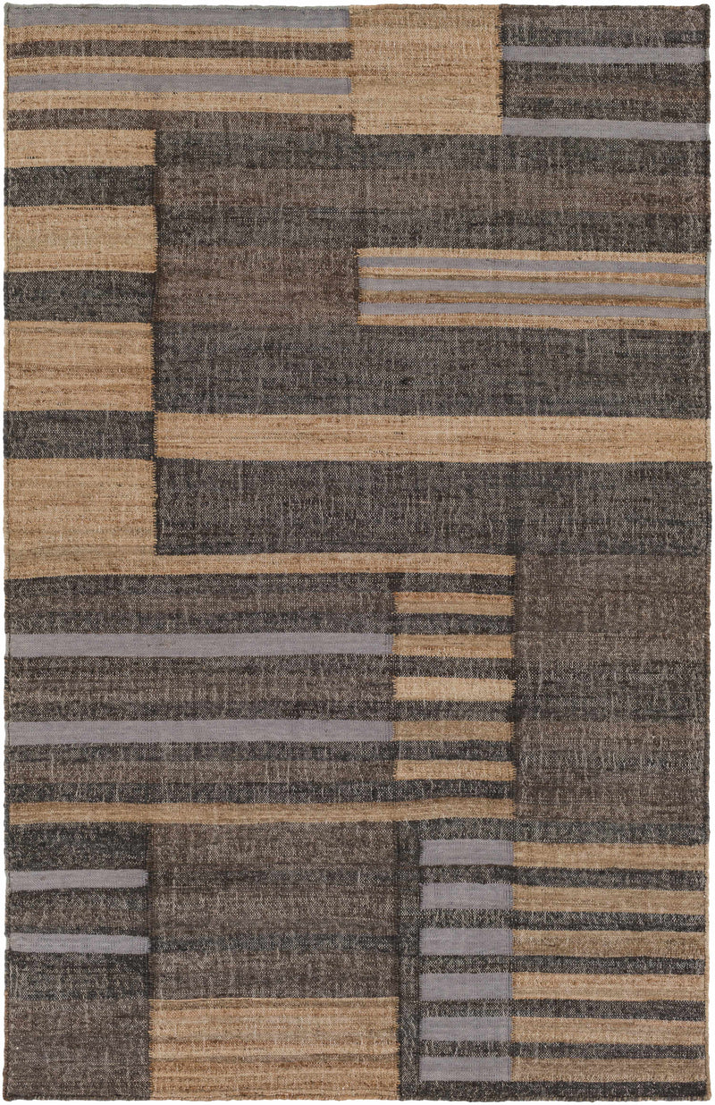 Gray Hand Woven 60% Jute, 40% Viscose Cottage Rectangle Handmade rug, Indoor use only, no fringe, non-washable.