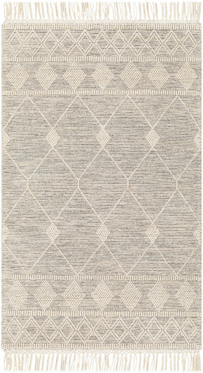 Ivory Hand Woven 60% Wool, 40% Polyester Global Rectangle Handmade rug, Indoor use only, has fringe, non-washable. round, runner also available