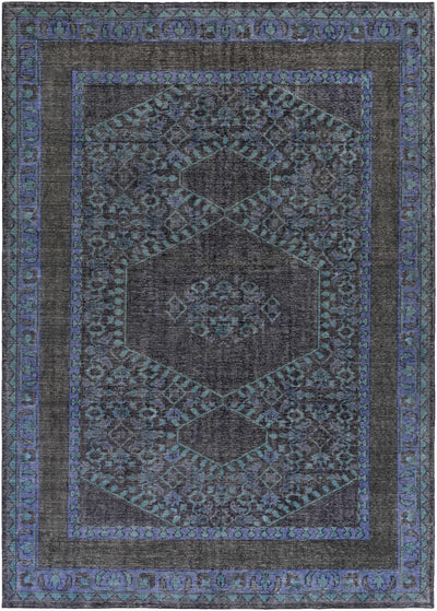 Ink Blue Hand Knotted 100% NZ Wool Global Rectangle Handmade rug, Indoor use only, no fringe, non-washable.