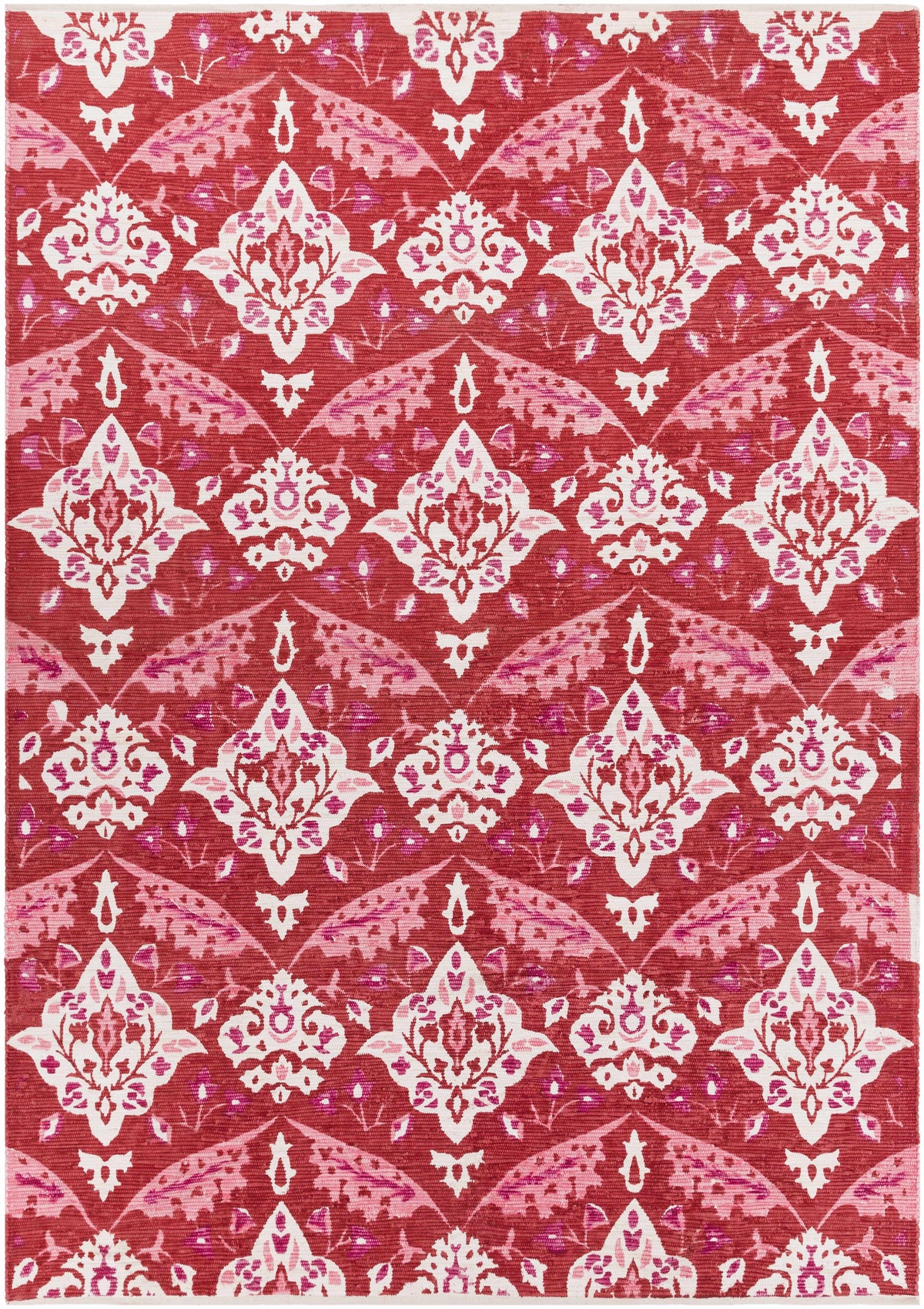 Red Hand Woven 100% Cotton Modern Rectangle Handmade rug, Indoor use only, no fringe, non-washable.