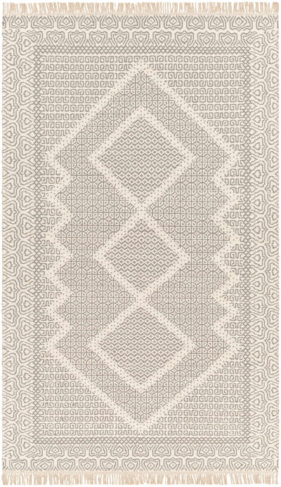 Beige Hand Woven 100% Wool Cottage Rectangle Handmade rug, Indoor use only, has fringe, non-washable. runner also available