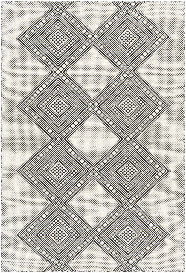 Black Hand Woven 100% Wool Global Rectangle Handmade rug, Indoor use only, no fringe, non-washable. runner also available
