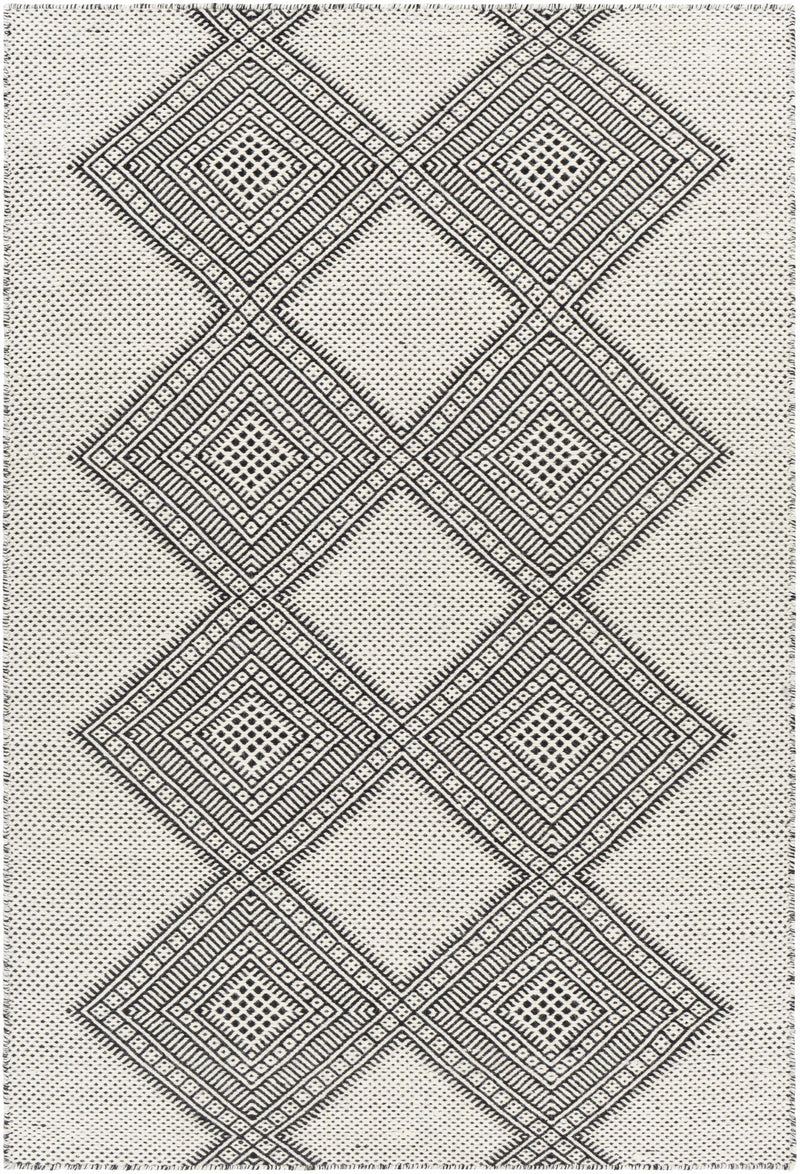 Black Hand Woven 100% Wool Global Rectangle Handmade rug, Indoor use only, no fringe, non-washable. runner also available