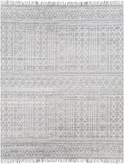 Oatmeal Hand Woven 60% Wool, 40% Polyester Global Rectangle Handmade rug, Indoor use only, has fringe, non-washable.