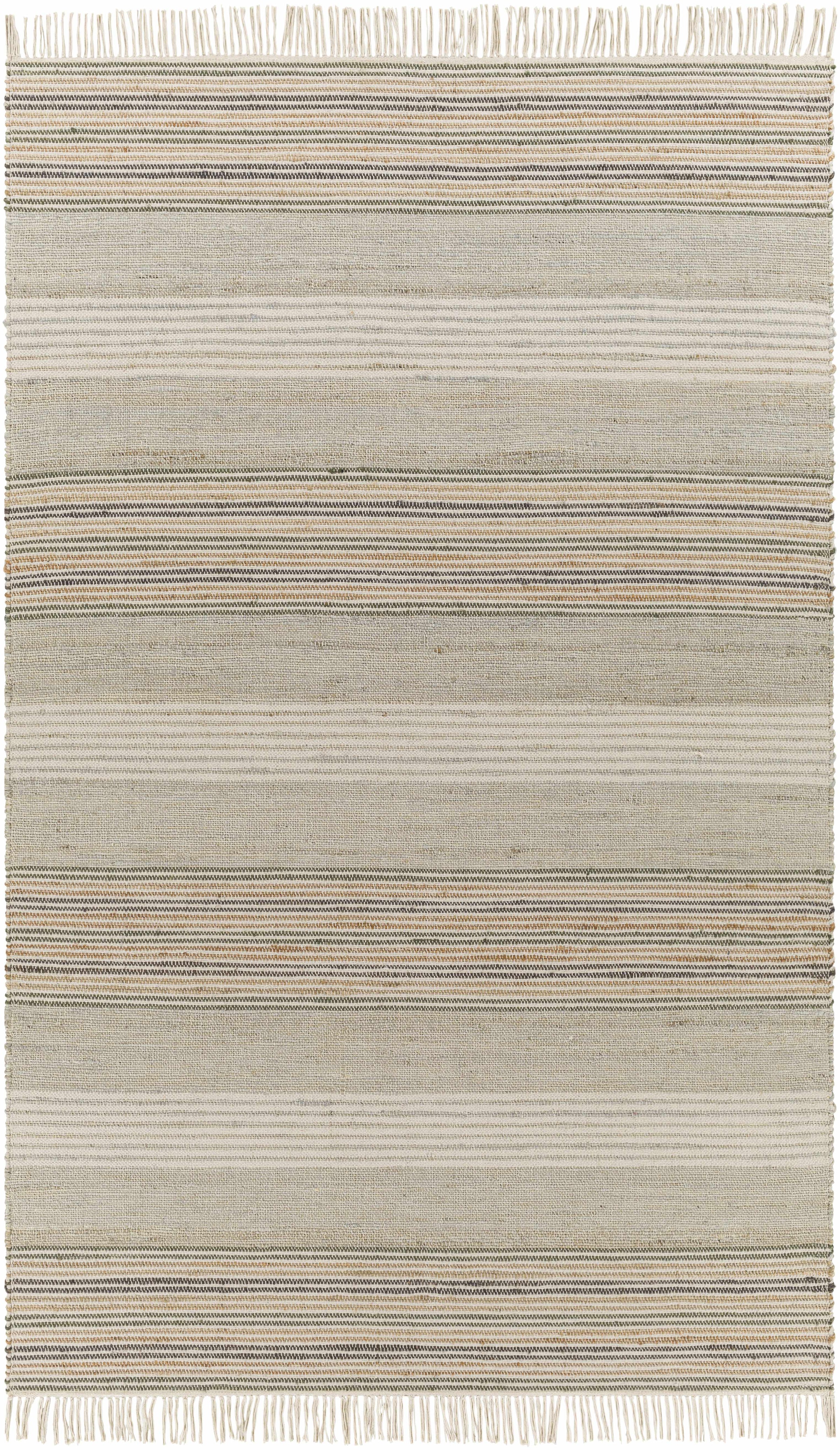 Light Beige Hand Woven 60% Jute, 40% Cotton Cottage Rectangle Handmade rug, Indoor use only, has fringe, non-washable. runner also available