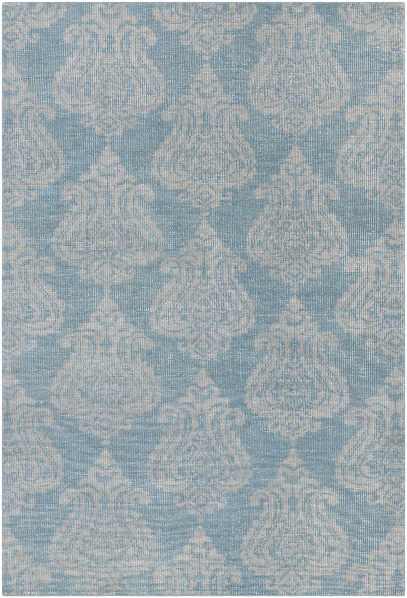 Blue Hand Knotted 100% Wool Modern Rectangle Handmade rug, Indoor use only, no fringe, non-washable.