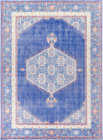 Dark Blue Hand Knotted 100% NZ Wool Traditional Rectangle Handmade rug, Indoor use only, no fringe, non-washable.