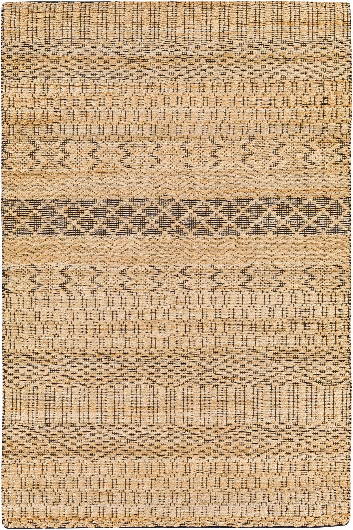 Tan Hand Woven 80% Jute, 20% Cotton Global Rectangle Handmade rug, Indoor use only, no fringe, non-washable. runner also available