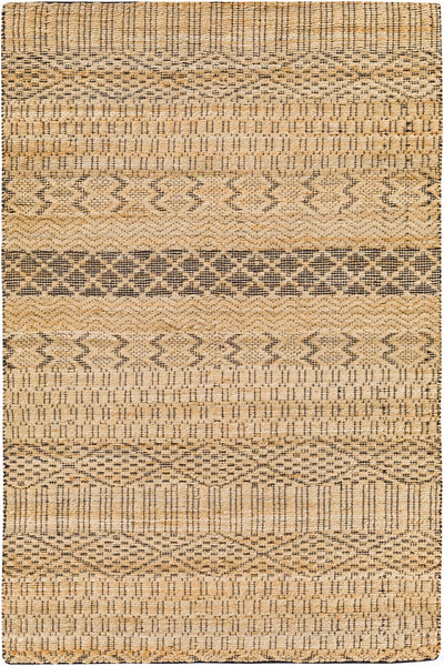 Tan Hand Woven 80% Jute, 20% Cotton Global Rectangle Handmade rug, Indoor use only, no fringe, non-washable. runner also available