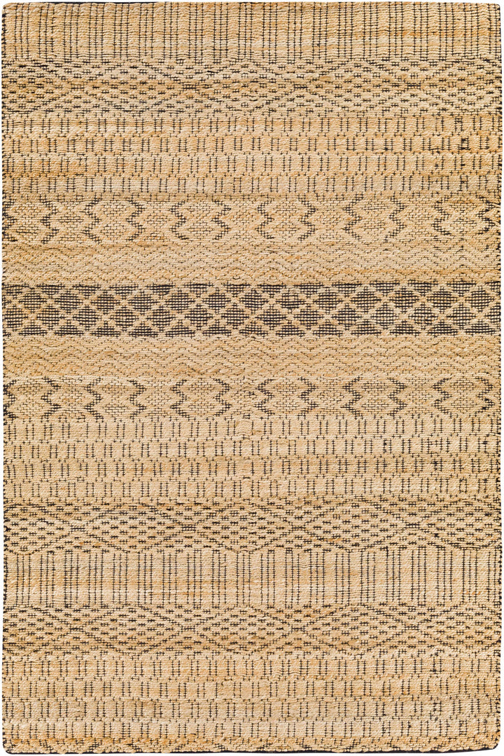 Tan Hand Woven 80% Jute, 20% Cotton Global Rectangle Handmade rug, Indoor use only, no fringe, non-washable. runner also available