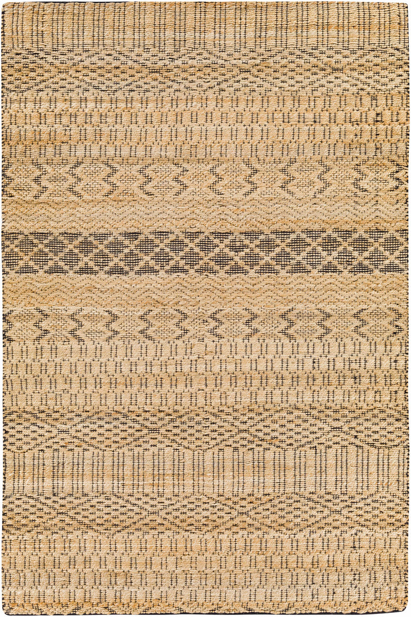 Tan Hand Woven 80% Jute, 20% Cotton Global Rectangle Handmade rug, Indoor use only, no fringe, non-washable. runner also available