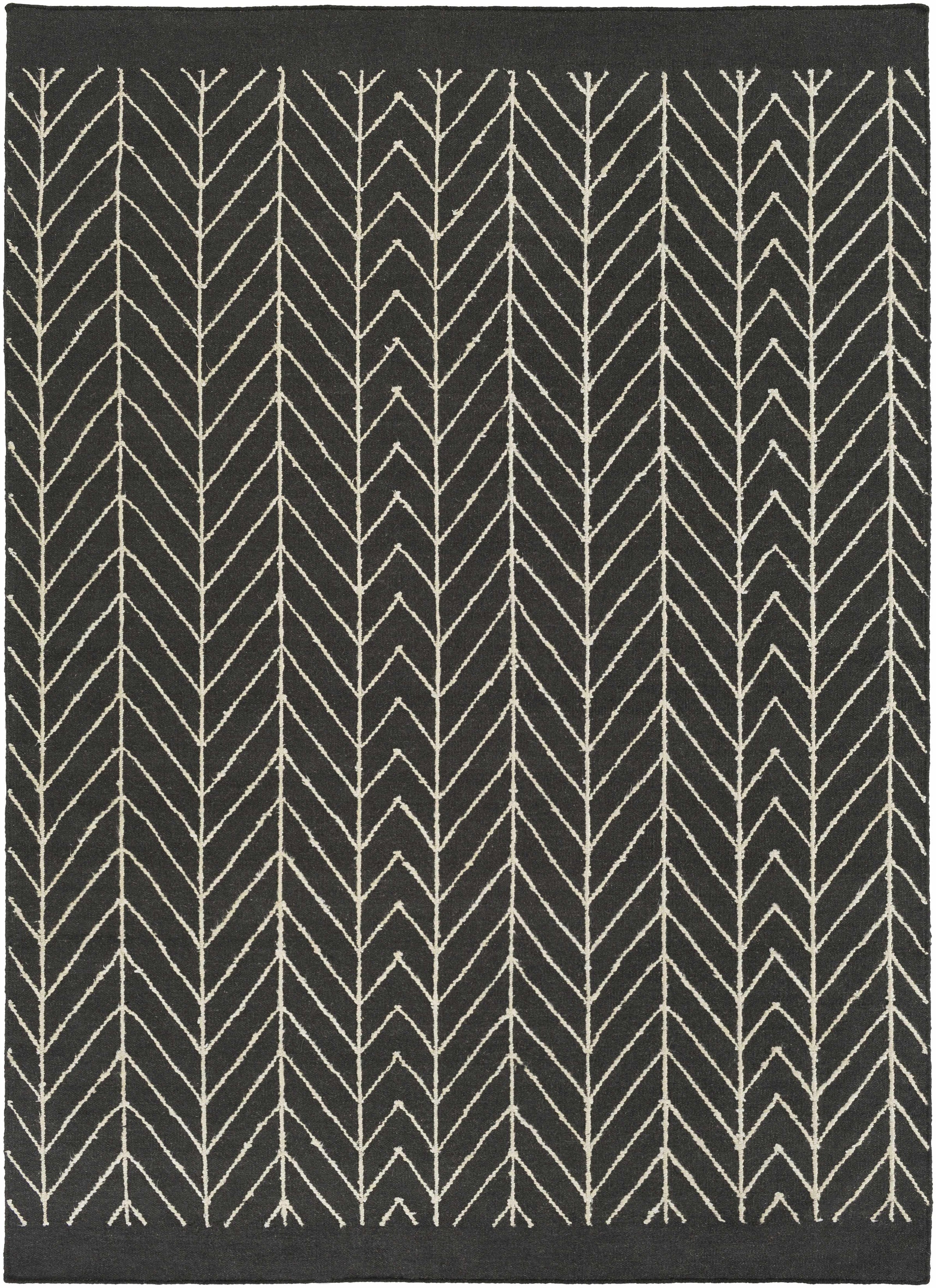 Black Hand Woven 90% Wool, 10% Viscose Modern Rectangle Handmade rug, Indoor use only, no fringe, non-washable.