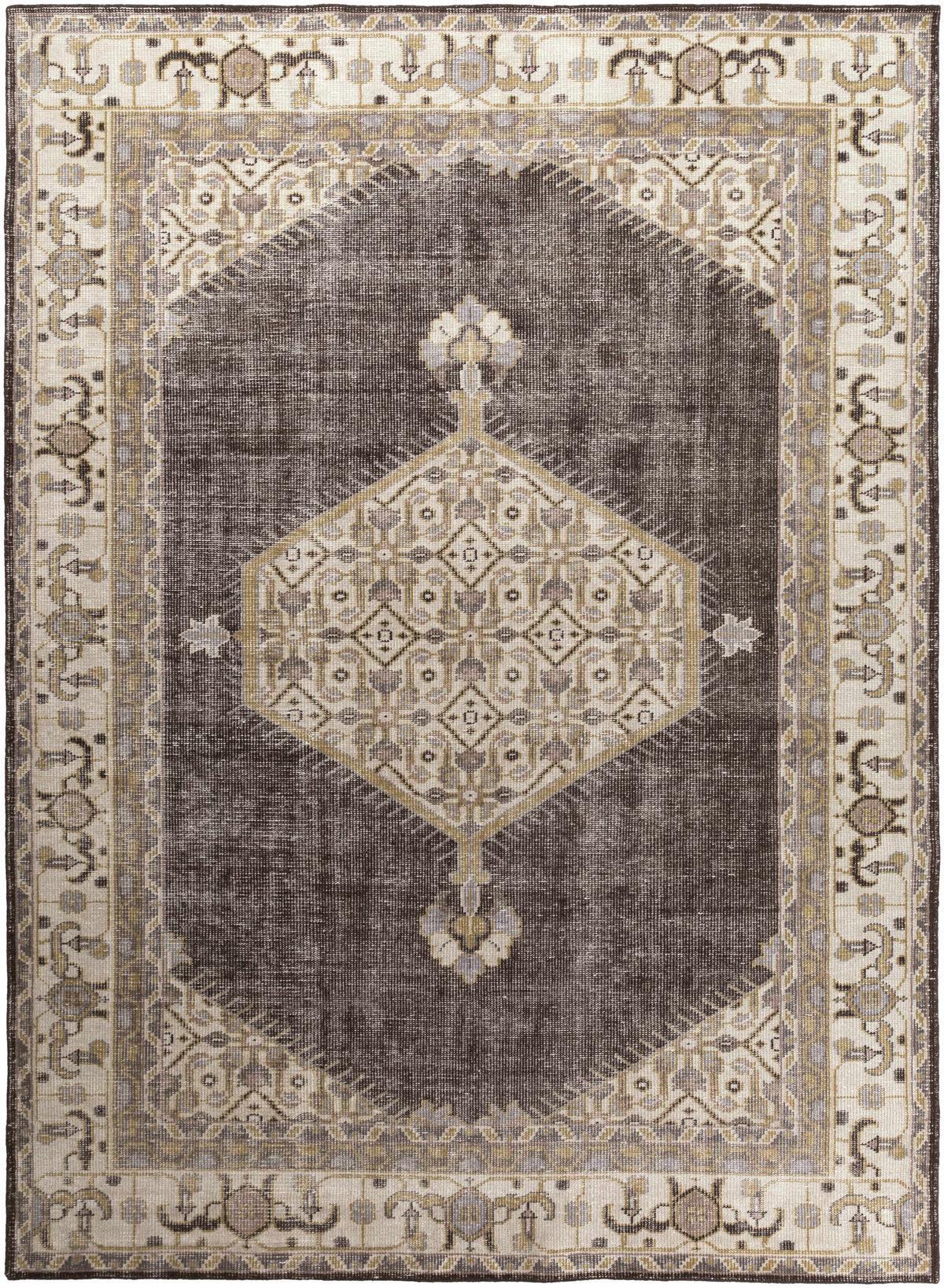 Brown Hand Knotted 100% NZ Wool Traditional Rectangle Handmade rug, Indoor use only, no fringe, non-washable.