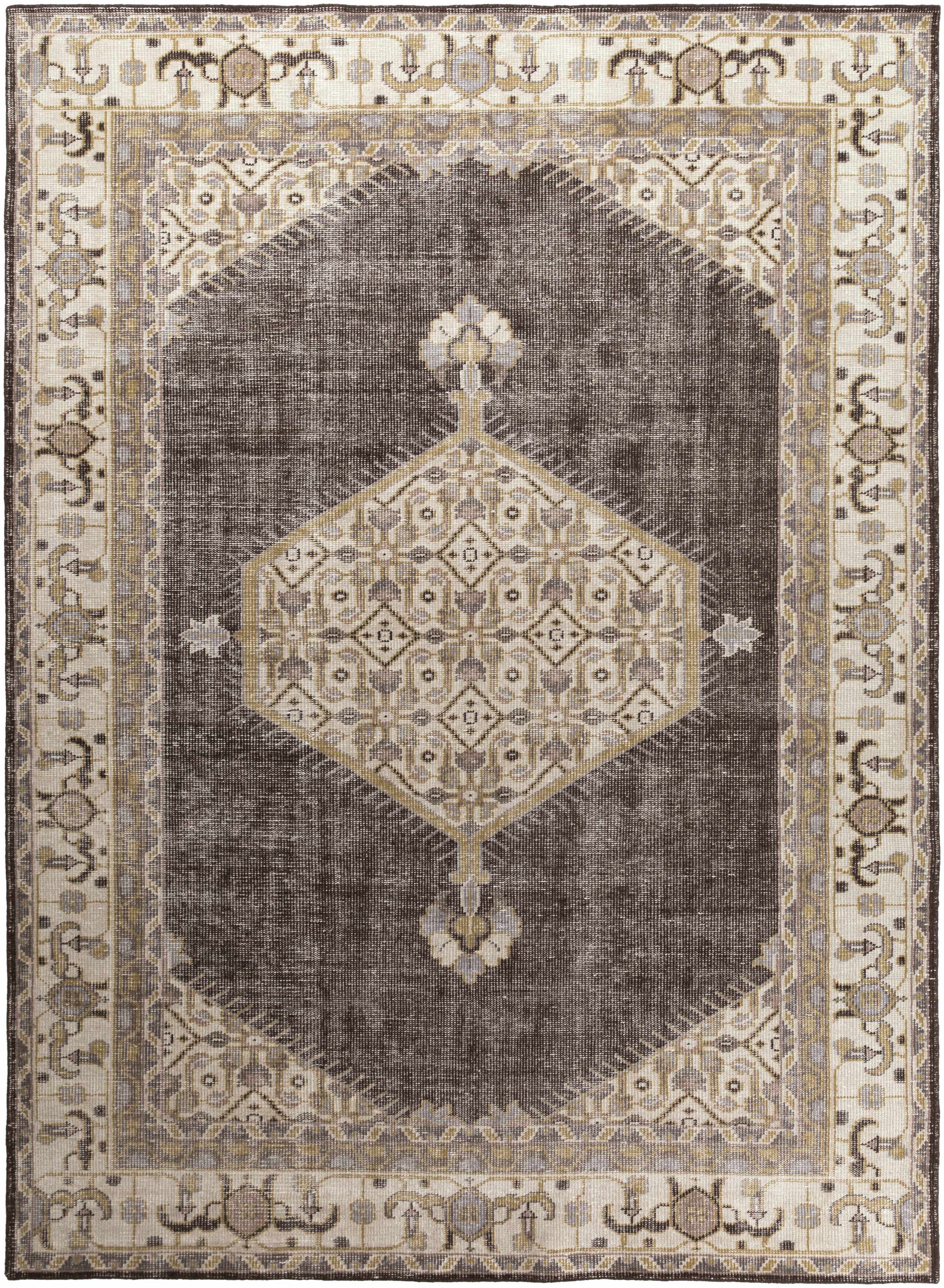 Brown Hand Knotted 100% NZ Wool Traditional Rectangle Handmade rug, Indoor use only, no fringe, non-washable.