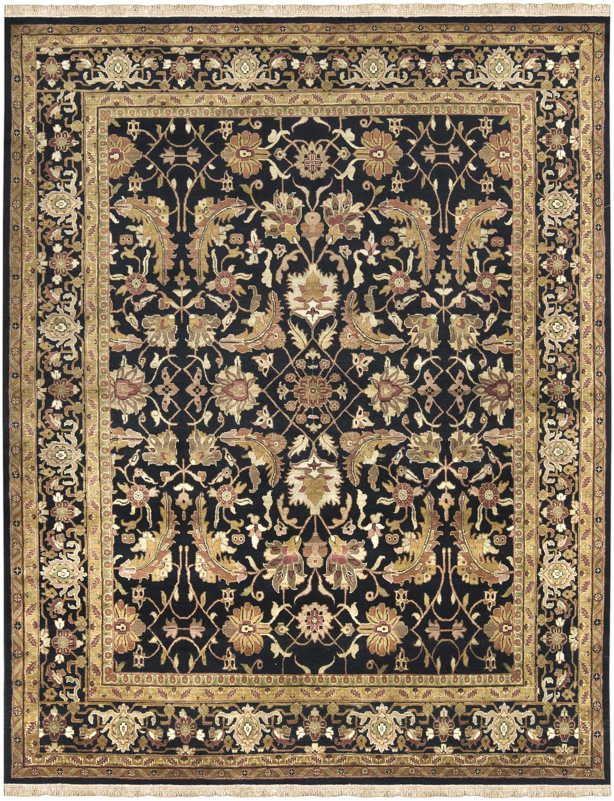 Black Hand Knotted 100% NZ Wool Traditional Rectangle Handmade rug, Indoor use only, no fringe, non-washable. square also available