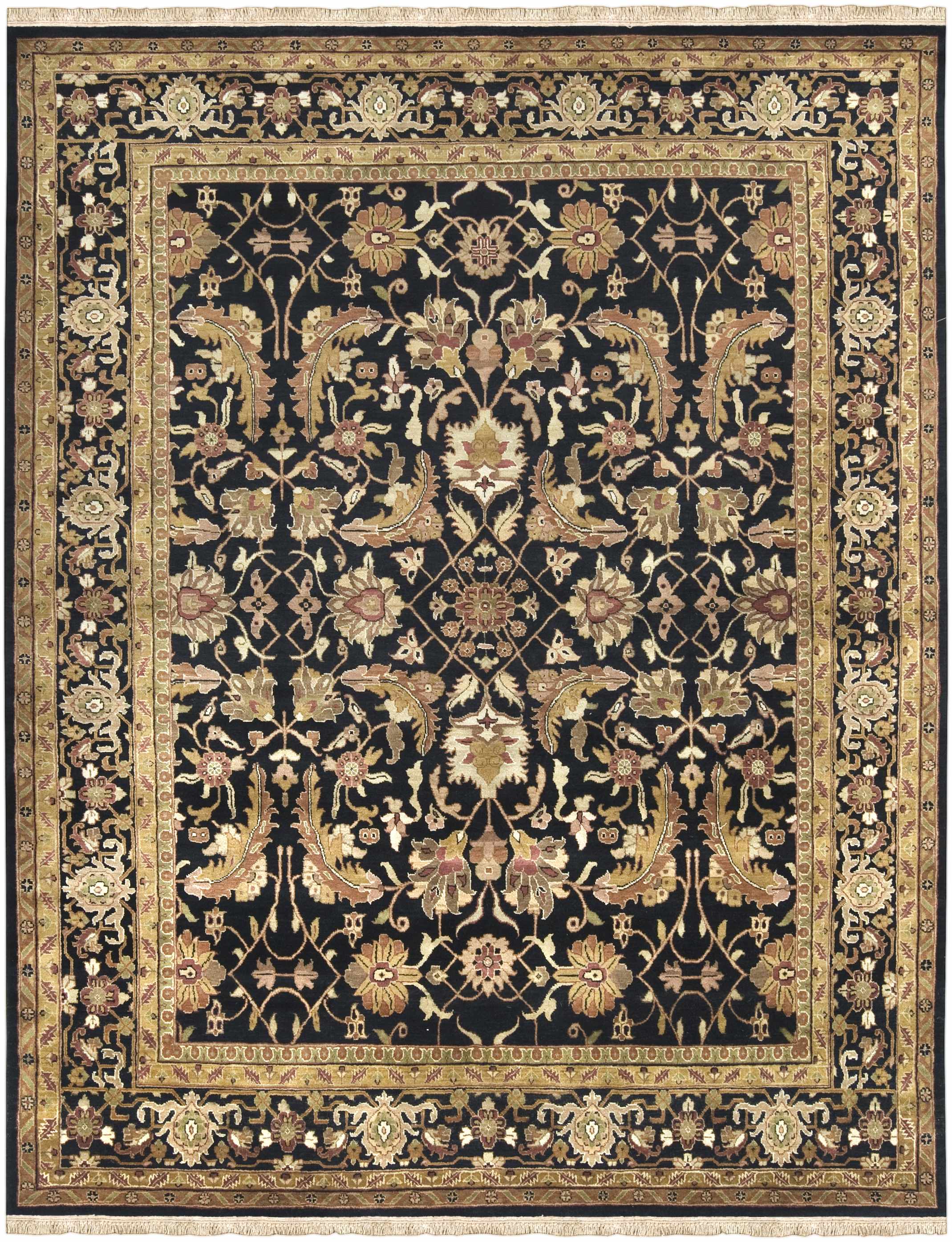 Black Hand Knotted 100% NZ Wool Traditional Rectangle Handmade rug, Indoor use only, no fringe, non-washable. square also available
