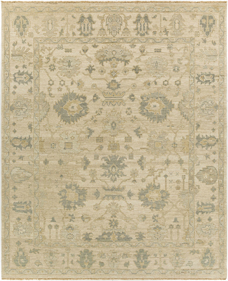 Sage Hand Knotted 100% NZ Wool Traditional Rectangle Handmade rug, Indoor use only, has fringe, non-washable.