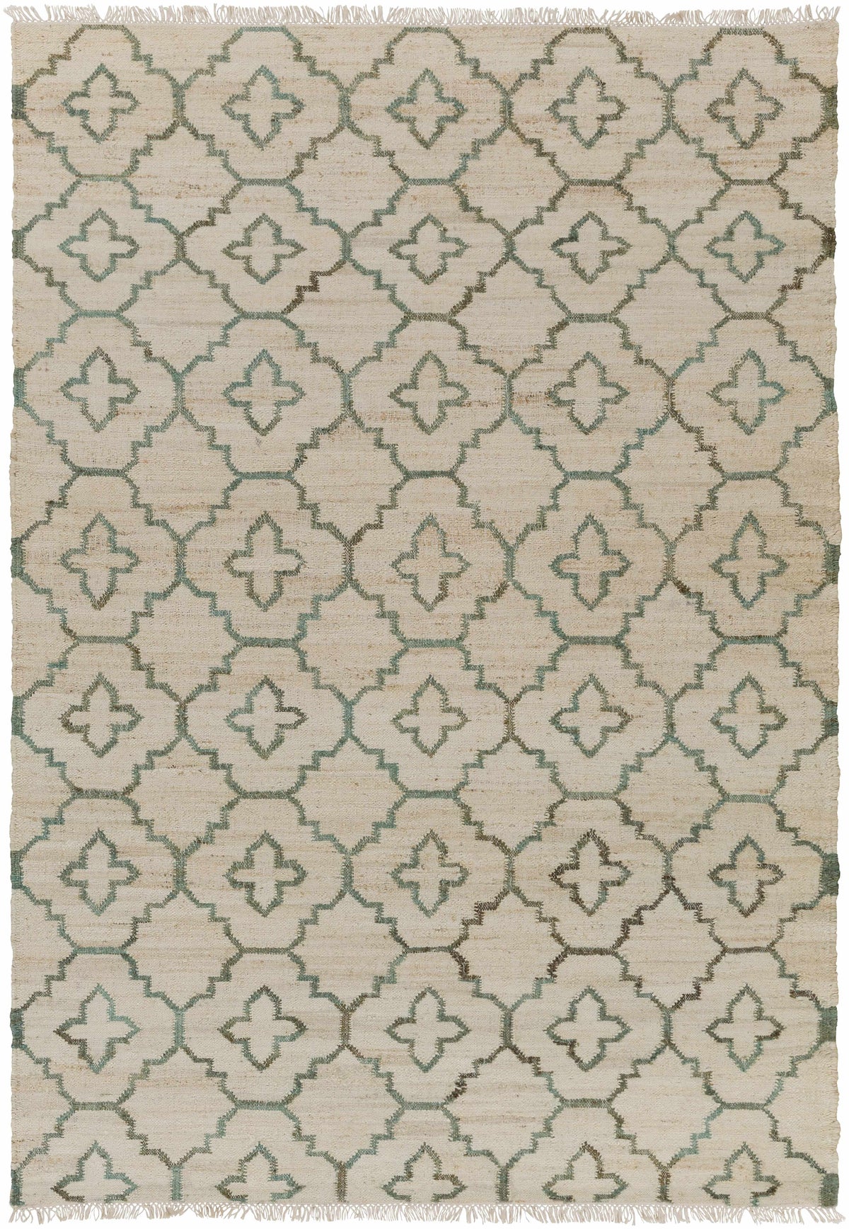 Cream Hand Woven 100% Jute Modern Rectangle Handmade rug, Indoor use only, has fringe, non-washable.