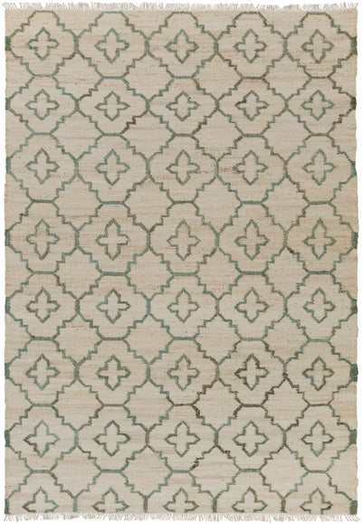 Cream Hand Woven 100% Jute Modern Rectangle Handmade rug, Indoor use only, has fringe, non-washable.