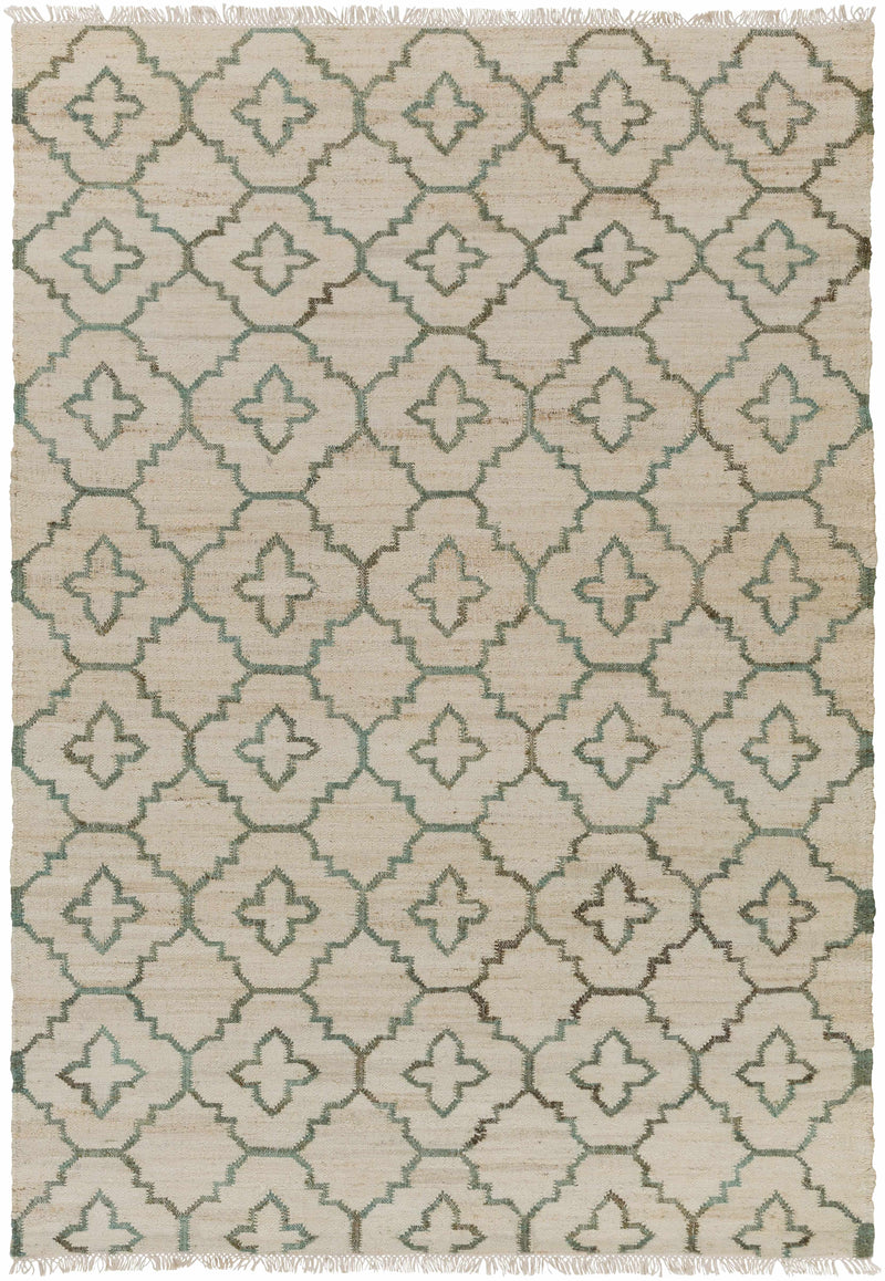 Cream Hand Woven 100% Jute Modern Rectangle Handmade rug, Indoor use only, has fringe, non-washable.