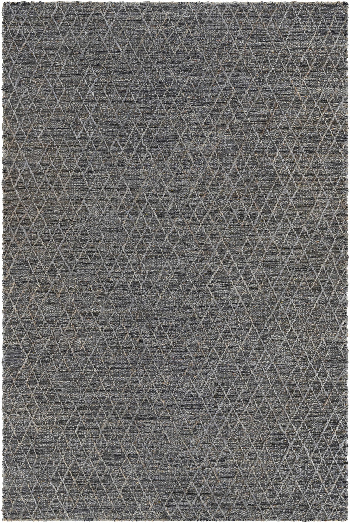 Black Hand Woven 60% Jute, 40% Wool Global Rectangle Handmade rug, Indoor use only, no fringe, non-washable.