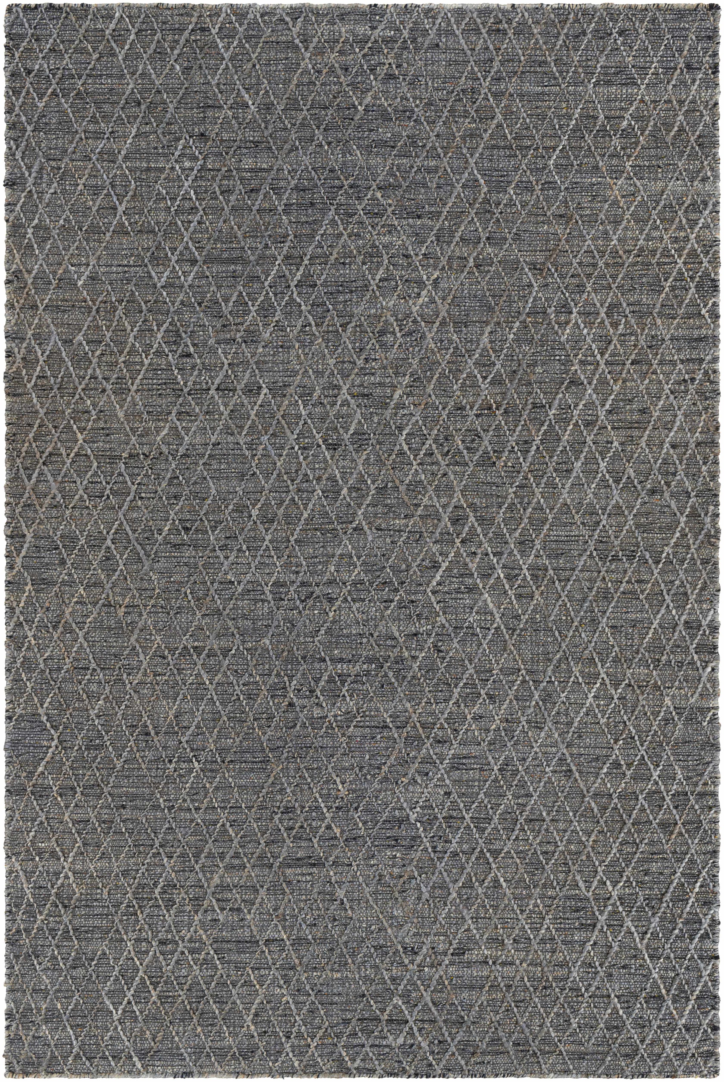 Black Hand Woven 60% Jute, 40% Wool Global Rectangle Handmade rug, Indoor use only, no fringe, non-washable.