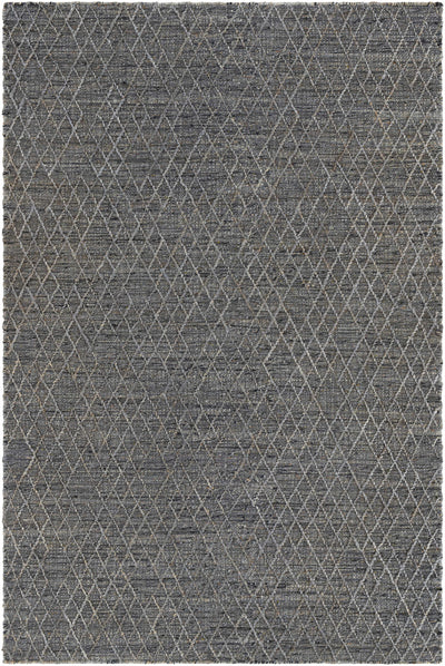 Black Hand Woven 60% Jute, 40% Wool Global Rectangle Handmade rug, Indoor use only, no fringe, non-washable.