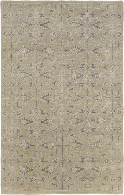 Dusty Sage Hand Knotted 80% Wool, 20% Viscose Traditional Rectangle Handmade rug, Indoor use only, no fringe, non-washable.