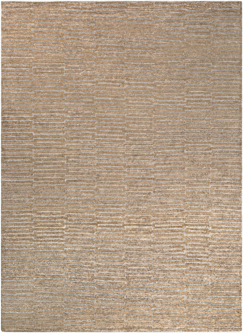 Brown Hand Knotted 100% Viscose Modern Rectangle Handmade rug, Indoor use only, no fringe, non-washable.