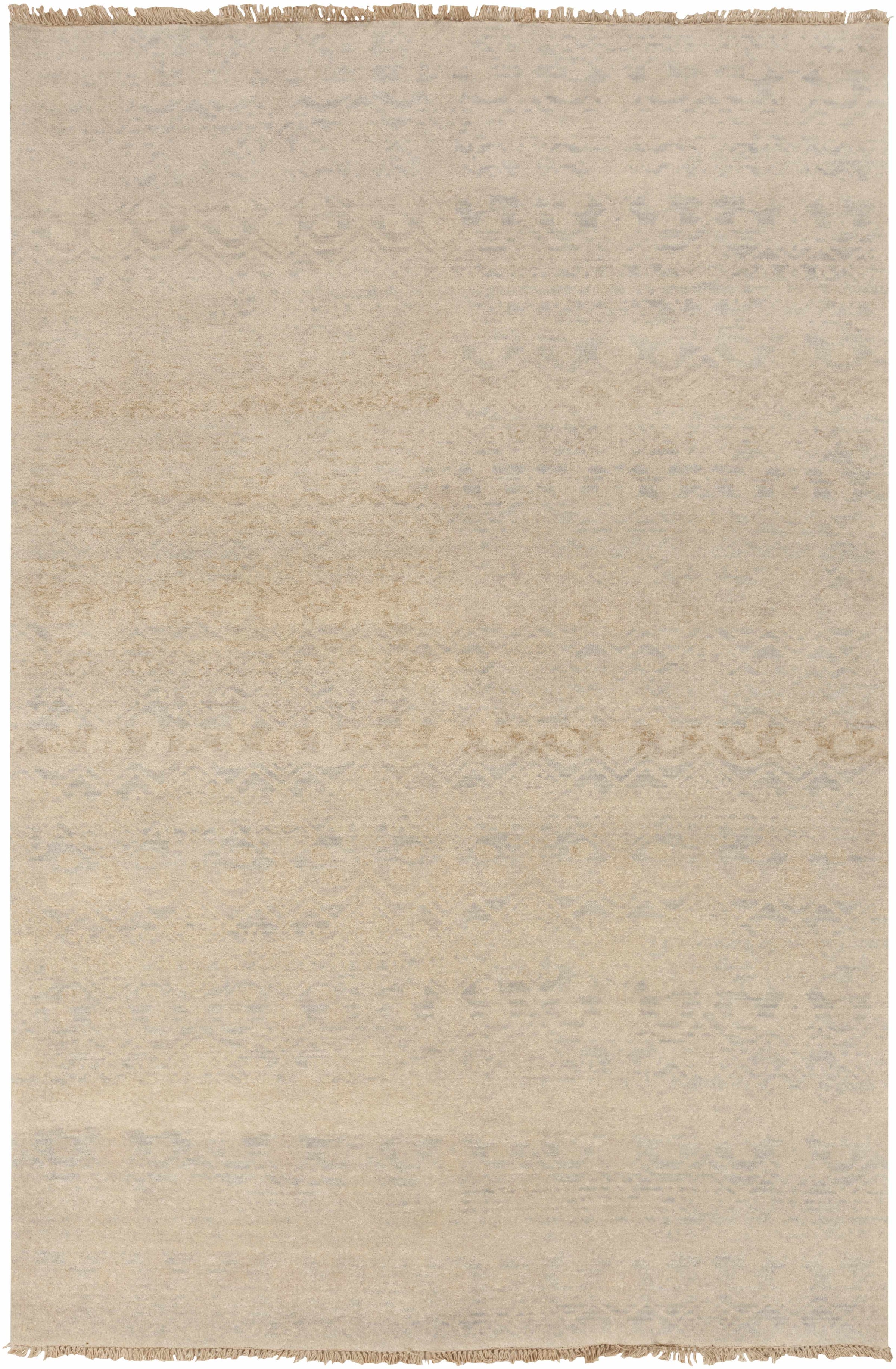 Light Beige Hand Knotted 100% NZ Wool Cottage Rectangle Handmade rug, Indoor use only, no fringe, non-washable.