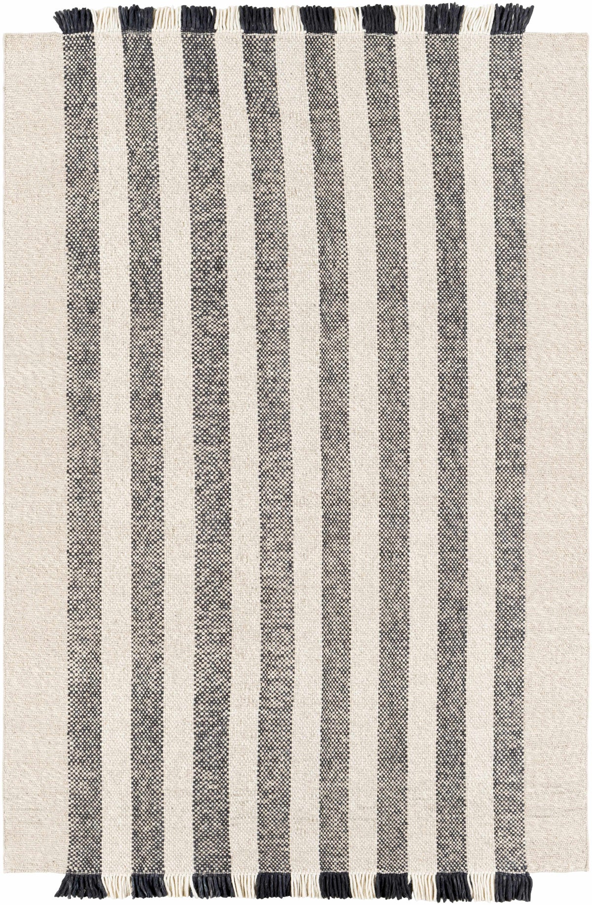 Black Hand Woven 100% Wool Modern Rectangle Handmade rug, Indoor use only, has fringe, non-washable. runner also available