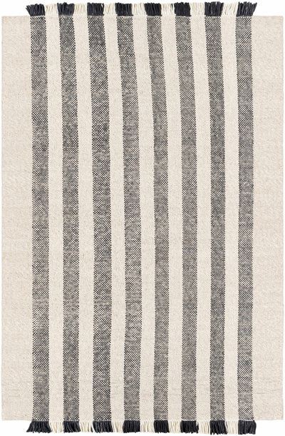Black Hand Woven 100% Wool Modern Rectangle Handmade rug, Indoor use only, has fringe, non-washable. runner also available