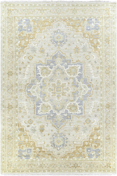 Light Sage Hand Knotted 100% Wool Traditional Rectangle Handmade rug, Indoor use only, has fringe, non-washable.
