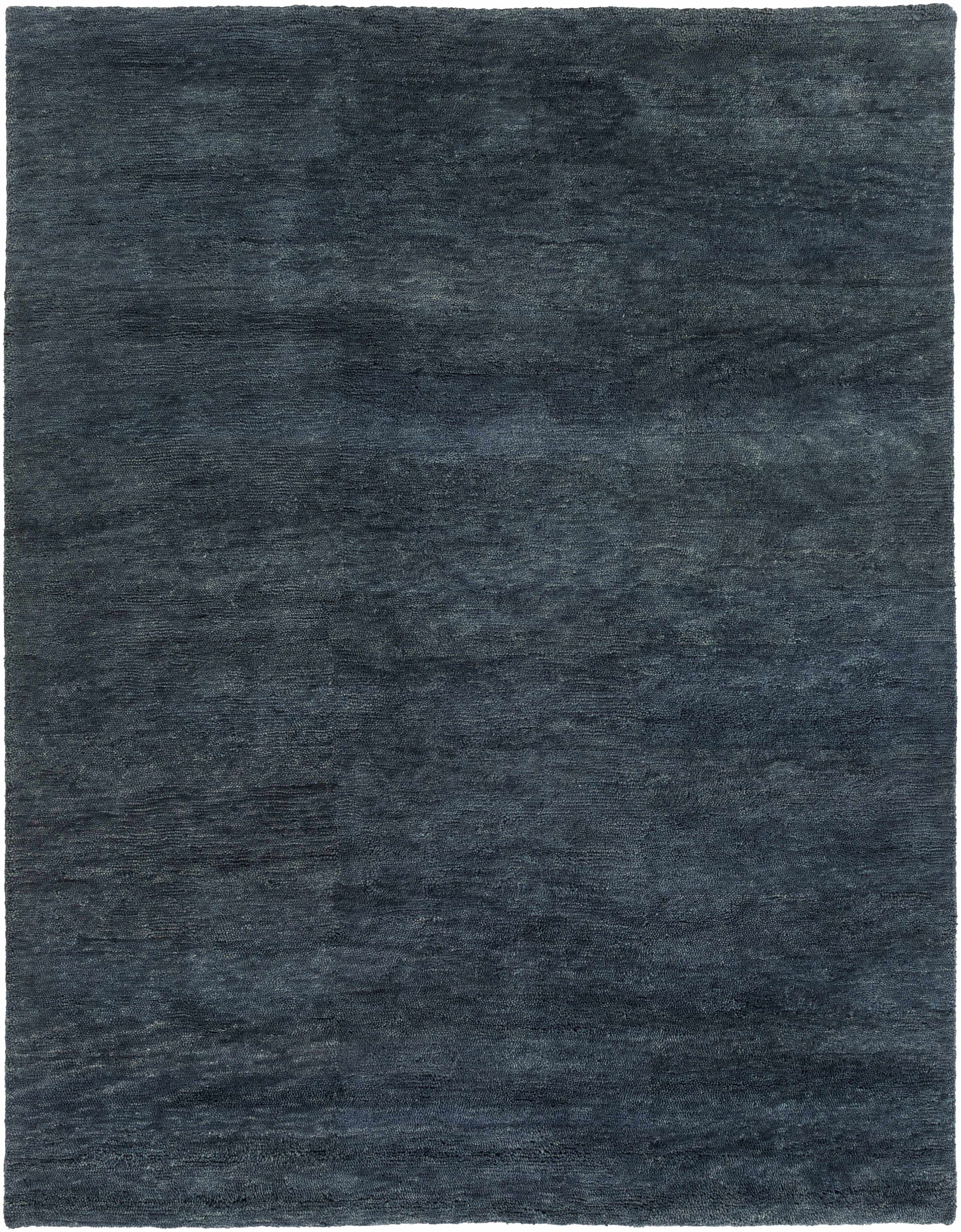 Dark Blue Hand Woven 100% Wool Cottage Rectangle Handmade rug, Indoor use only, no fringe, non-washable.
