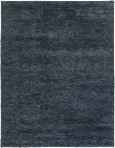 Dark Blue Hand Woven 100% Wool Cottage Rectangle Handmade rug, Indoor use only, no fringe, non-washable.