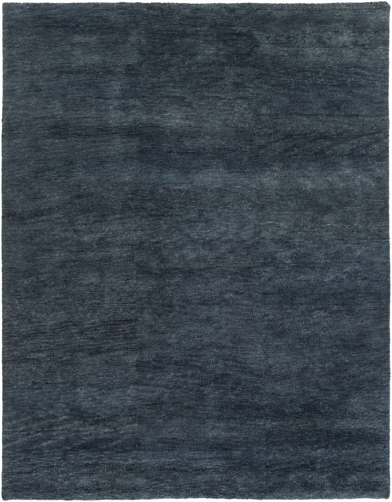 Dark Blue Hand Woven 100% Wool Cottage Rectangle Handmade rug, Indoor use only, no fringe, non-washable.