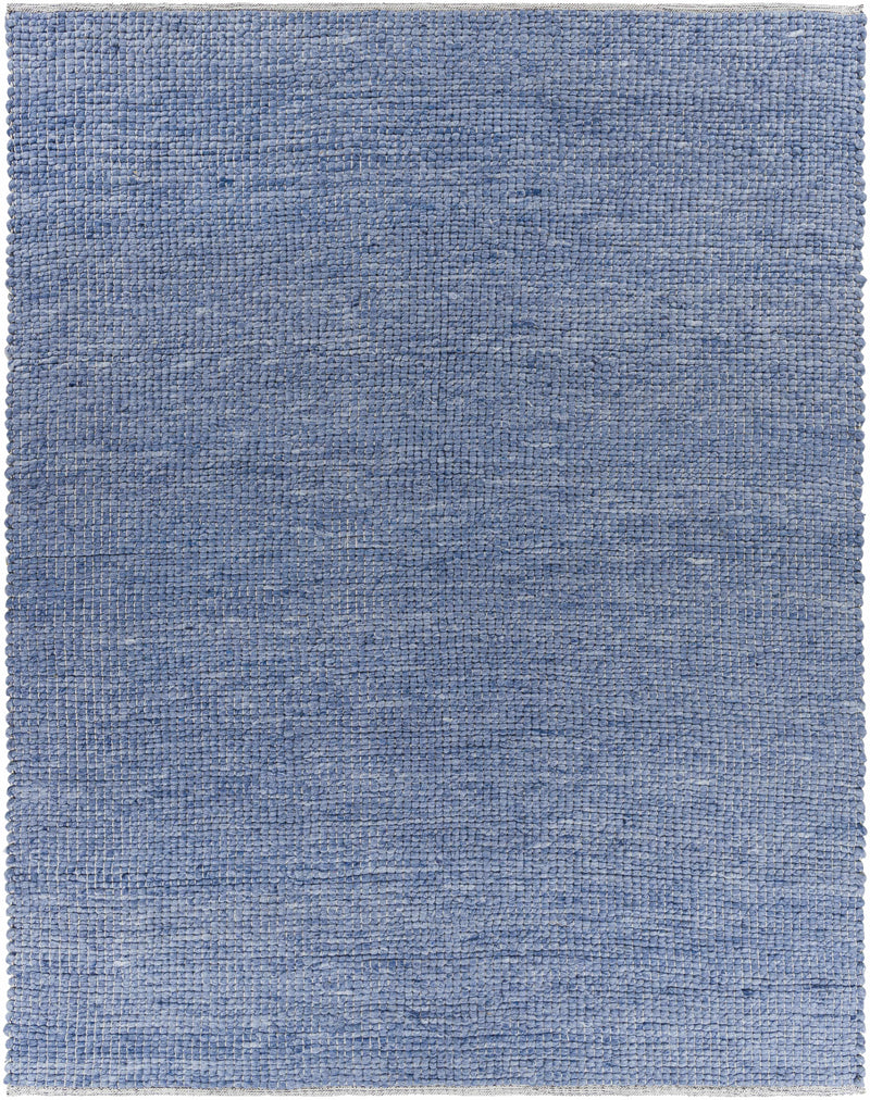 Pale Blue Hand Woven 20% Cotton, 20% Polyester, 60% Wool Modern Rectangle Handmade rug, Indoor use only, no fringe, non-washable.