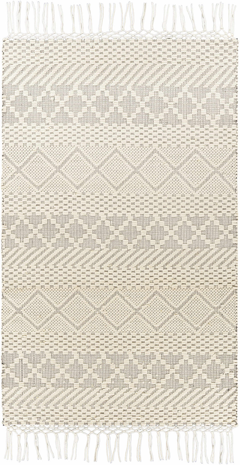 Cream Hand Woven 100% NZ Wool Global Rectangle Handmade rug, Indoor use only, has fringe, non-washable. runner also available
